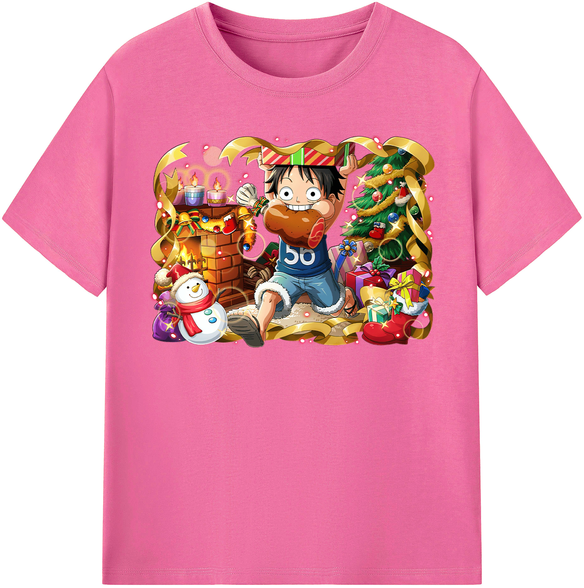 ワンピース モンキー・D・ルフィ ONE PIECE Monkey D. Luffy レディースカジュアルプリントTシャツ（綿100％）